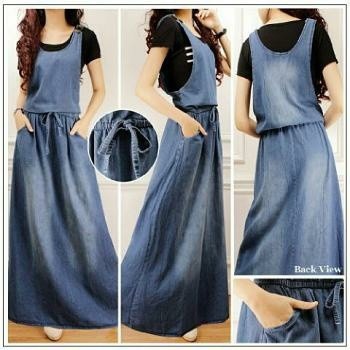 SB Collection Dress Maxi Gita Longdress Jeans Overall Wanita