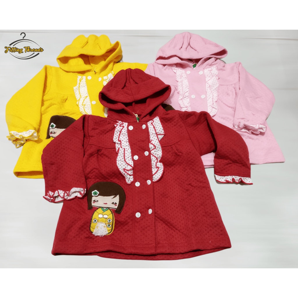 Jaket Anak Perempuan 1 2 3 Tahun / Jaket Fuzzi Anak Cewek Topi Motif