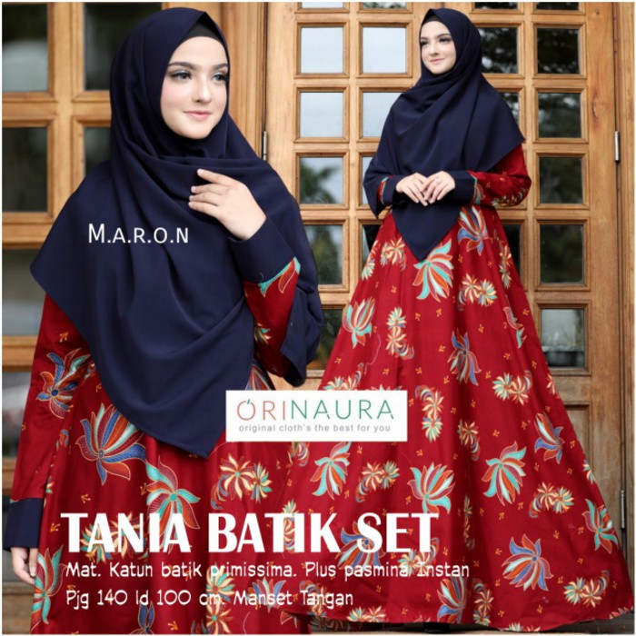 Original  Gamis Tania Batik Set Syari Original Naura Set Khimar