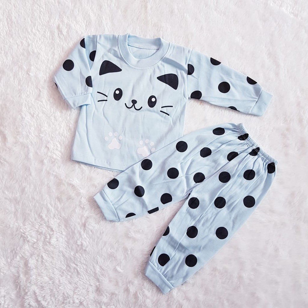 COD Bayar Ditempat Baju Baby / Baju Piyama Anak Motif Kucing / Setelan Anak / Baby Alicia