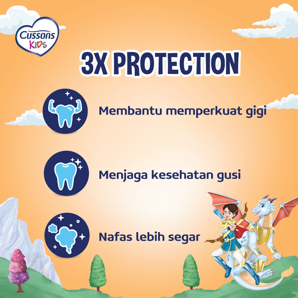 Cussons Kids Toothpaste Dragon Sparkling Orange Pasta Gigi Anak 45g