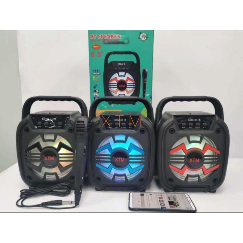 SPEAKER KAROKE SPEAKER BLUETOOTH XTM 6118 LED SPEAKER MIC BASS MURAH