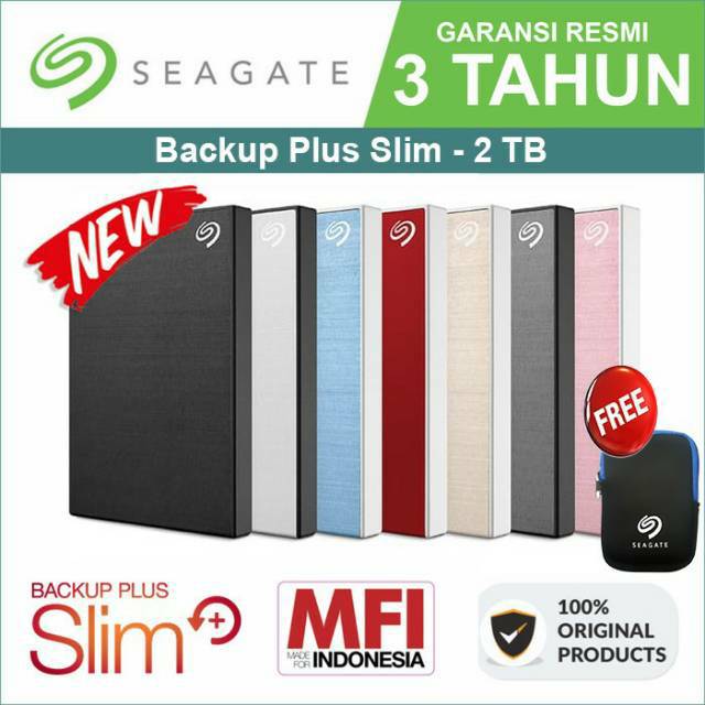 Seagate Harddisk External 2TB Back Up Plus Slim