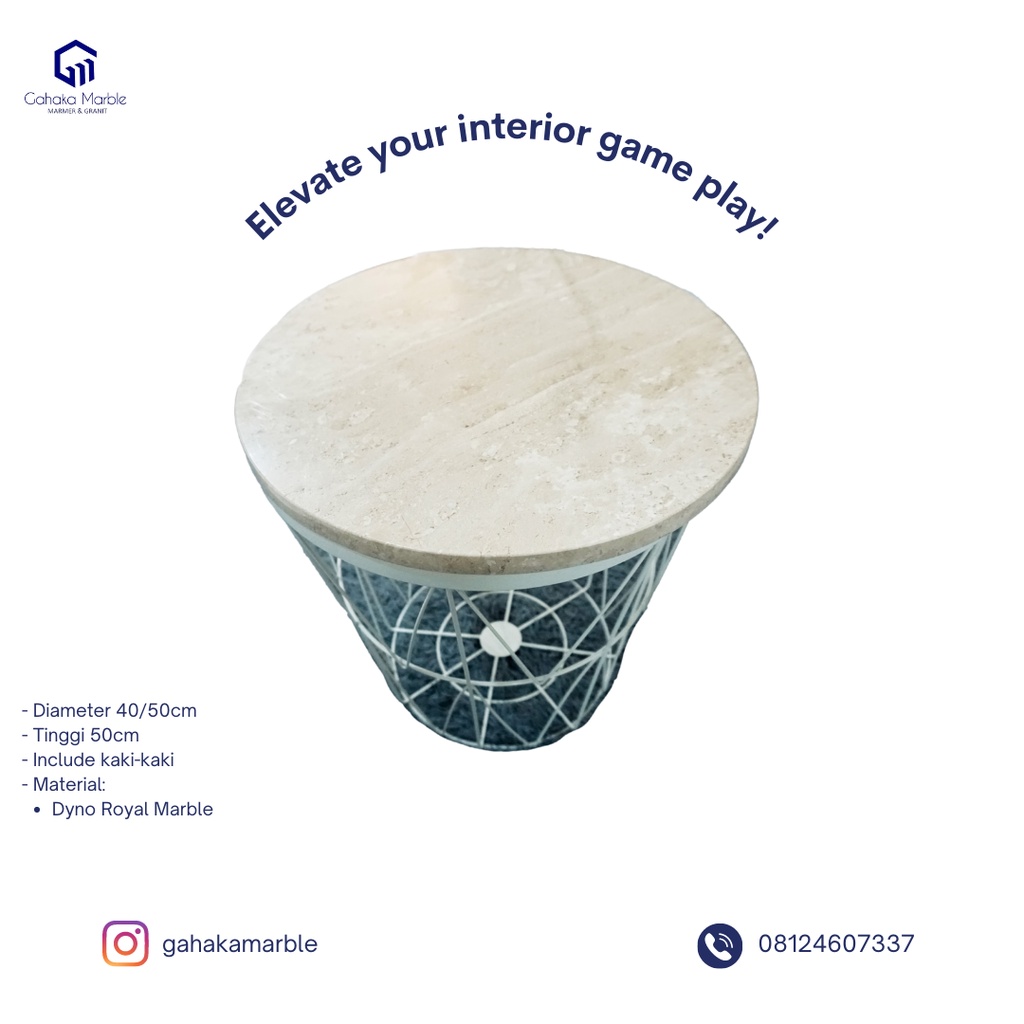 Marble Coffee Table | Meja Tamu | Meja Marmer Bulat | Marmer Dyno Royal