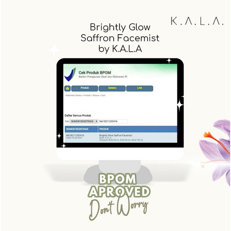 BRIGHTLY GLOW SAFFRON FACEMIST BY K.A.L.A WITH NIACINAMIDE + CENTELLA ASIATICA