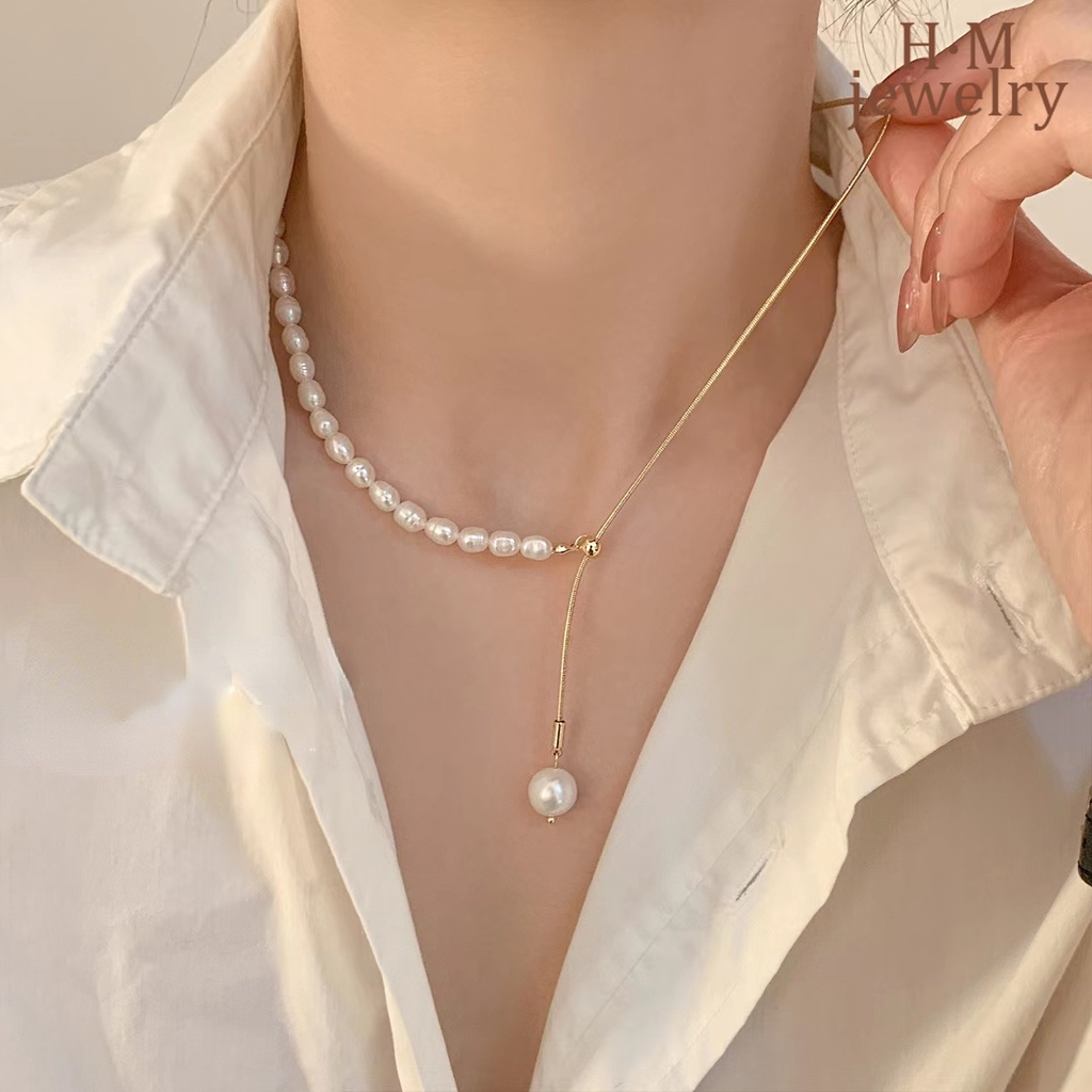 Kalung Rantai Clavicle Simple Mewah Dengan Mutiara Untuk Wanita 2022