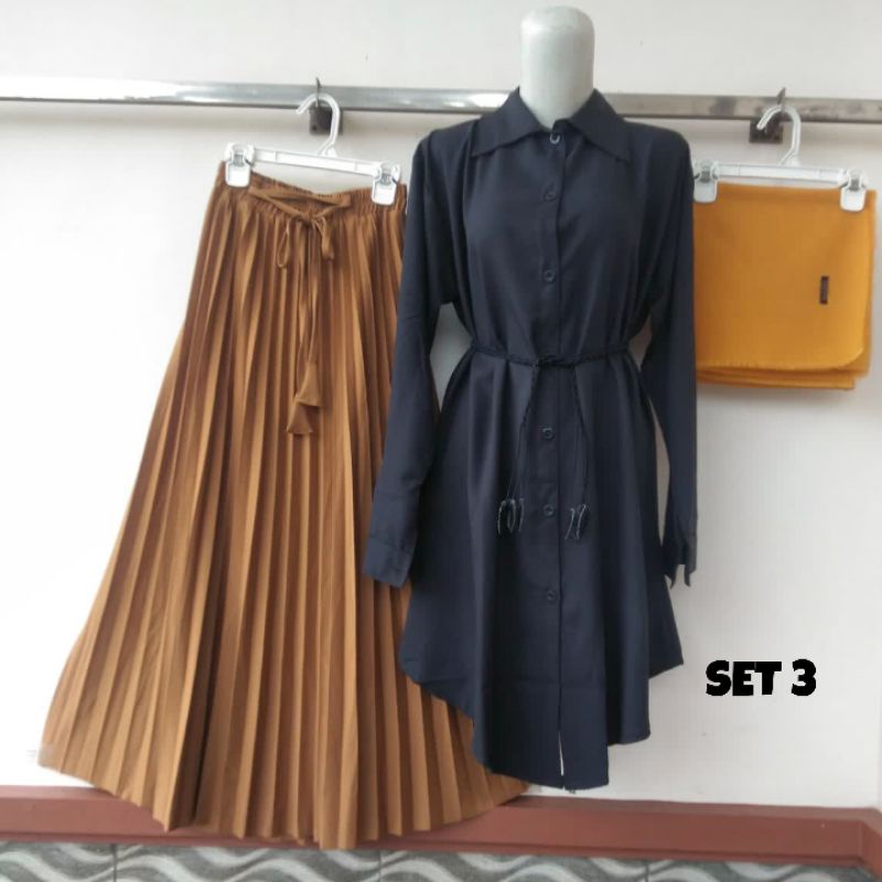 3 IN 1 REALPICK TUNIK FISA+ROK PLISKIT+HIJAB SAUDI KUALITAS ORIGINAL RIZQI COLLECTION