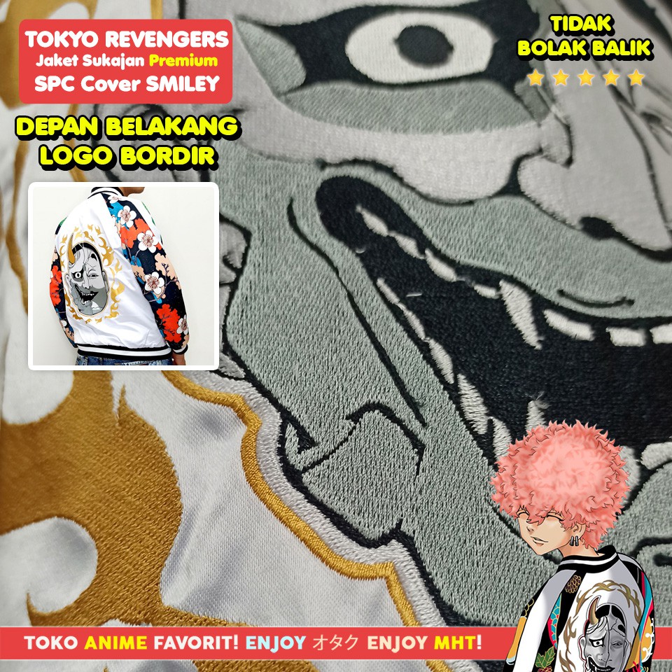 Jaket Smiley Nahoya Kawata Brothers Tokyo Revengers Cover Version Bomber Sukajan Anime BORDIR Tokyo Manji Twin Devils