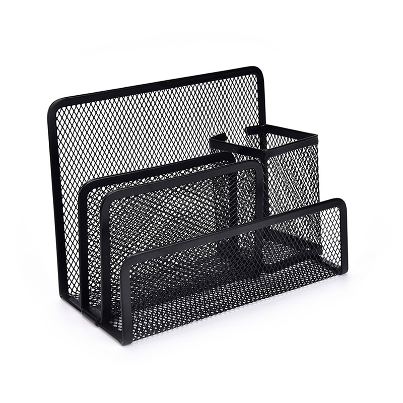 (LUCKID) 1pc Rak Organizer Mesh Hitam Holder Kertas Surat / File