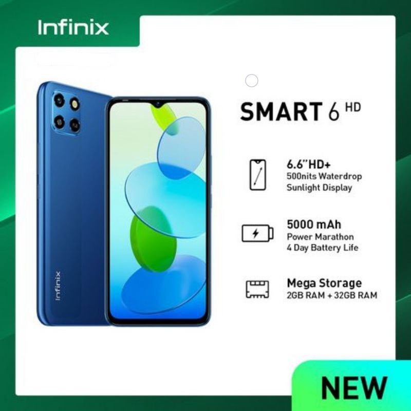 Infinix Smartphone Smart 6 HD 2/32Gb 6,6 Inch Garansi Resmi