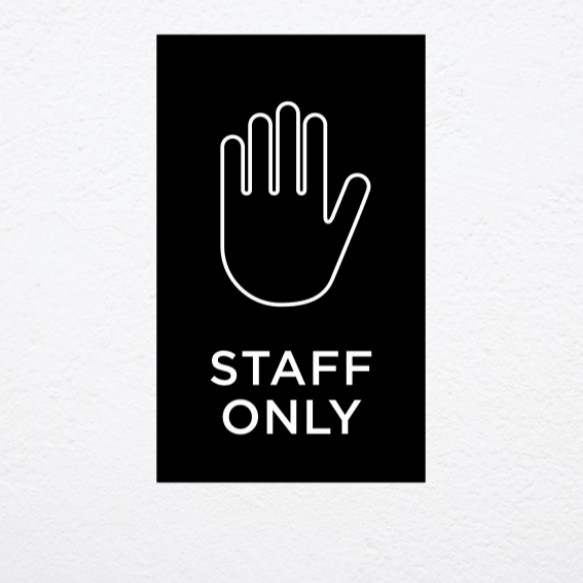 

Staf Only Tangan Sign Board Label acrylik - dasar putih Timbul Keren