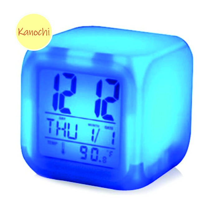 Jam Weker Unik Digital Alarm Desktop Clock Kubus 7 Warna Moody LED