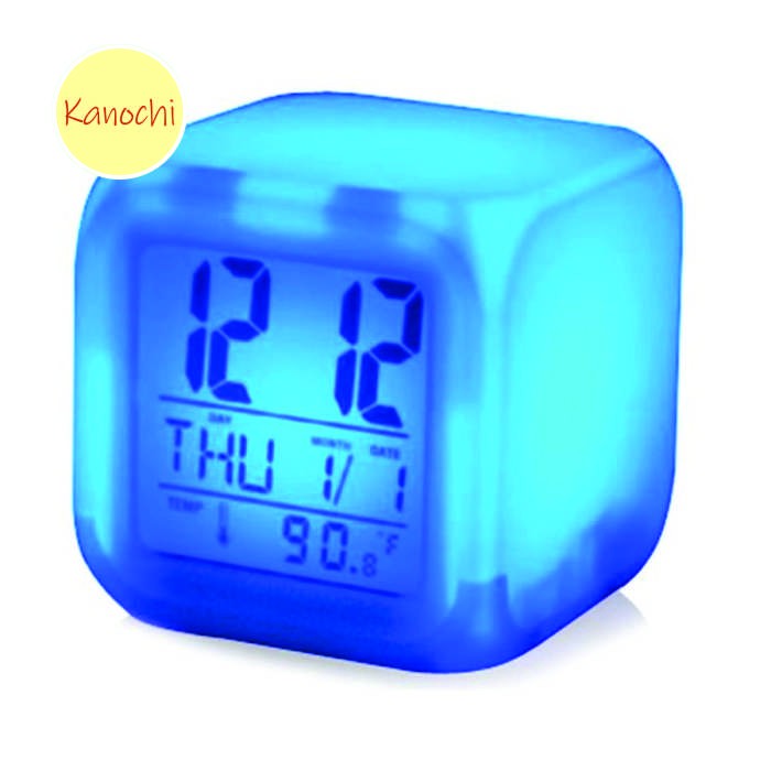 Jam Weker Unik Digital Alarm Desktop Clock Kubus 7 Warna Moody LED