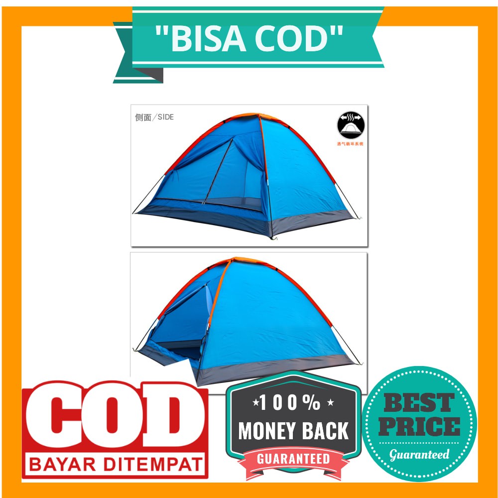 BISA COD Tenda Camping Outdoor Tent Single Layer 3-4 Orang - AA12043 - Blue