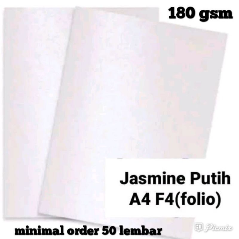 

(minim 50 lmbar) kertas jasmine putih A4/F4 180gsm