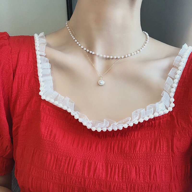 【Ready stock】Kalung mutiara Wanita korea Multilayer Liontin Rantai Emas Kalung Perhiasan Aksesoris Fashion Semua pertandingan murah 2021 terbaru fashion COD