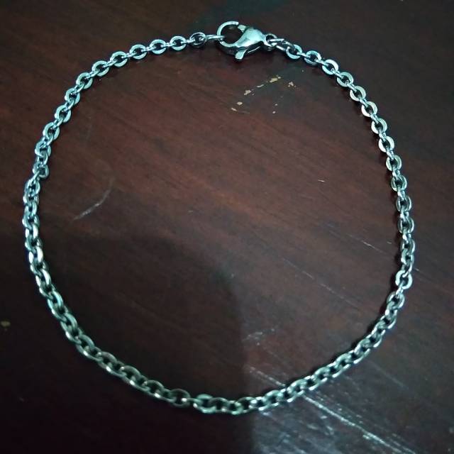 Gelang Titanium Rantai Kecil Silver Pria Wanita