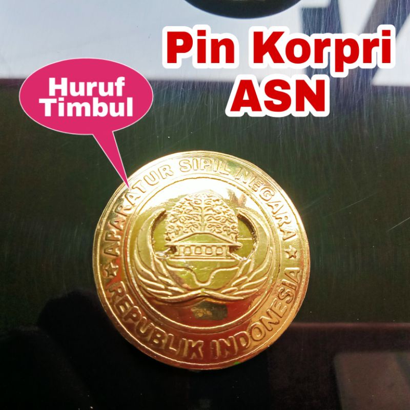 Pin Lencana Korpri ASN - APAPATUR SIPIL NEGARA  - KORPRI BULAT - TIMBUL - TUMPUK - DUA LAPIS - KUNINGAN ASLI - ANTI LUNTUR - PENITI &amp; DOUBLE MAGNET #Name Tag Indonesia