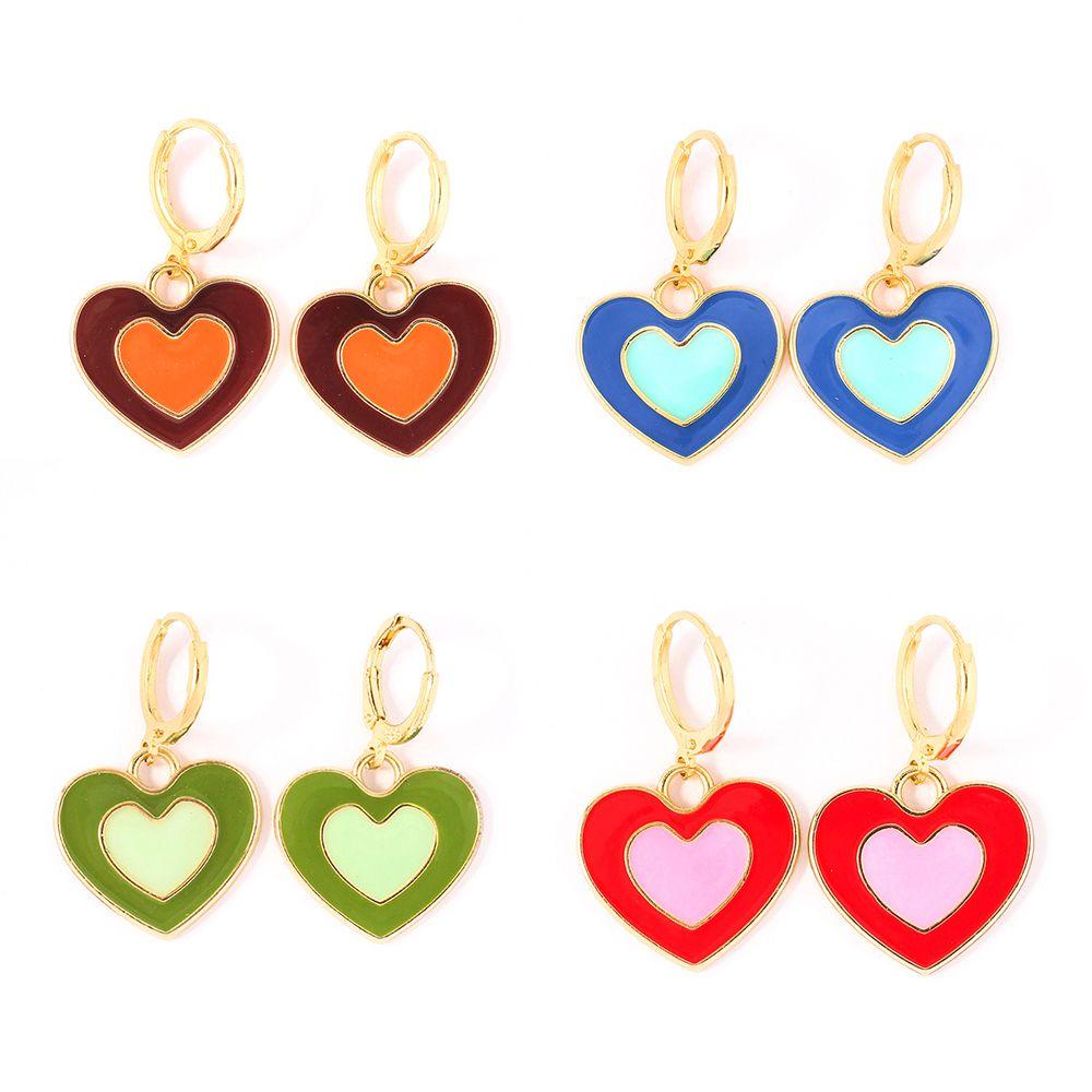 Anting Gantung Nanas Wanita Enamel Fashion Juntai Huggie Hoop