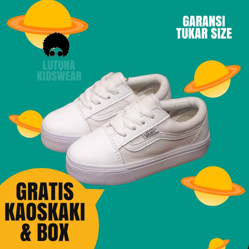 SEPATU ANAK FULL PUTIH  VANS TALI SEPATU VANS KIDS LAKI LAKI DAN PEREMPUAN SEPATU VANS TERBARU