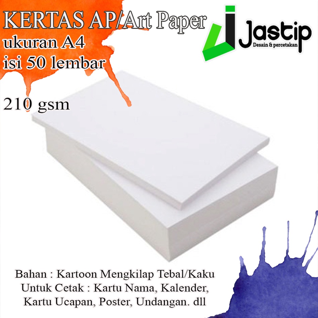 

Kertas AP Art Paper 210 gsm A4 isi 50 lbr / Kertas Carton Paper Glossy 210 gram