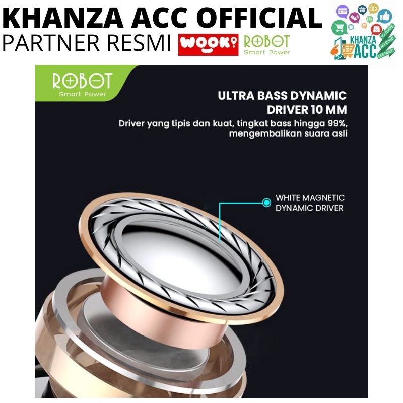 KHANZAACC ROBOT RE801 Wired Earphone Bass Stereo