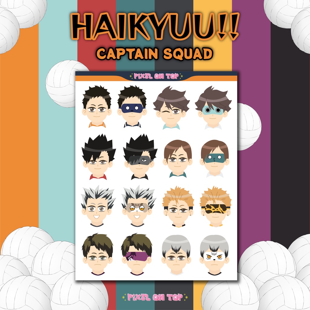 

'Haikyuu!! Captain Squad' Sticker by PIX3L ON TOP | Mini Stiker Anime HQ Character Emoji Deco Laptop Photocard Kiss Cut Vinyl Set Sheet