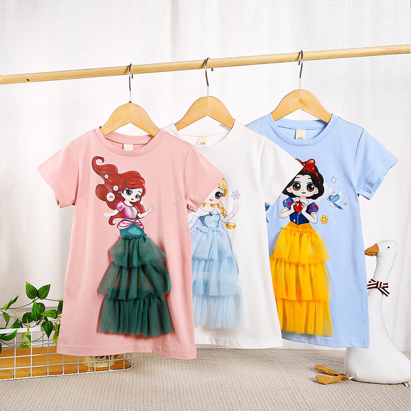 KSP7 - Kaos Anak Perempuan Tutu Rok Diseney 3D Panjang