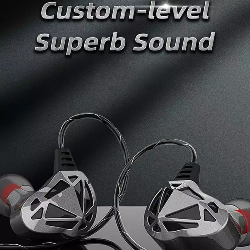 QKZ AK7 3.5mm Wired Headphones Musician HiFi Earphone Dual Drive Bass Stereo Headset Games Sports Earphones with Microphone