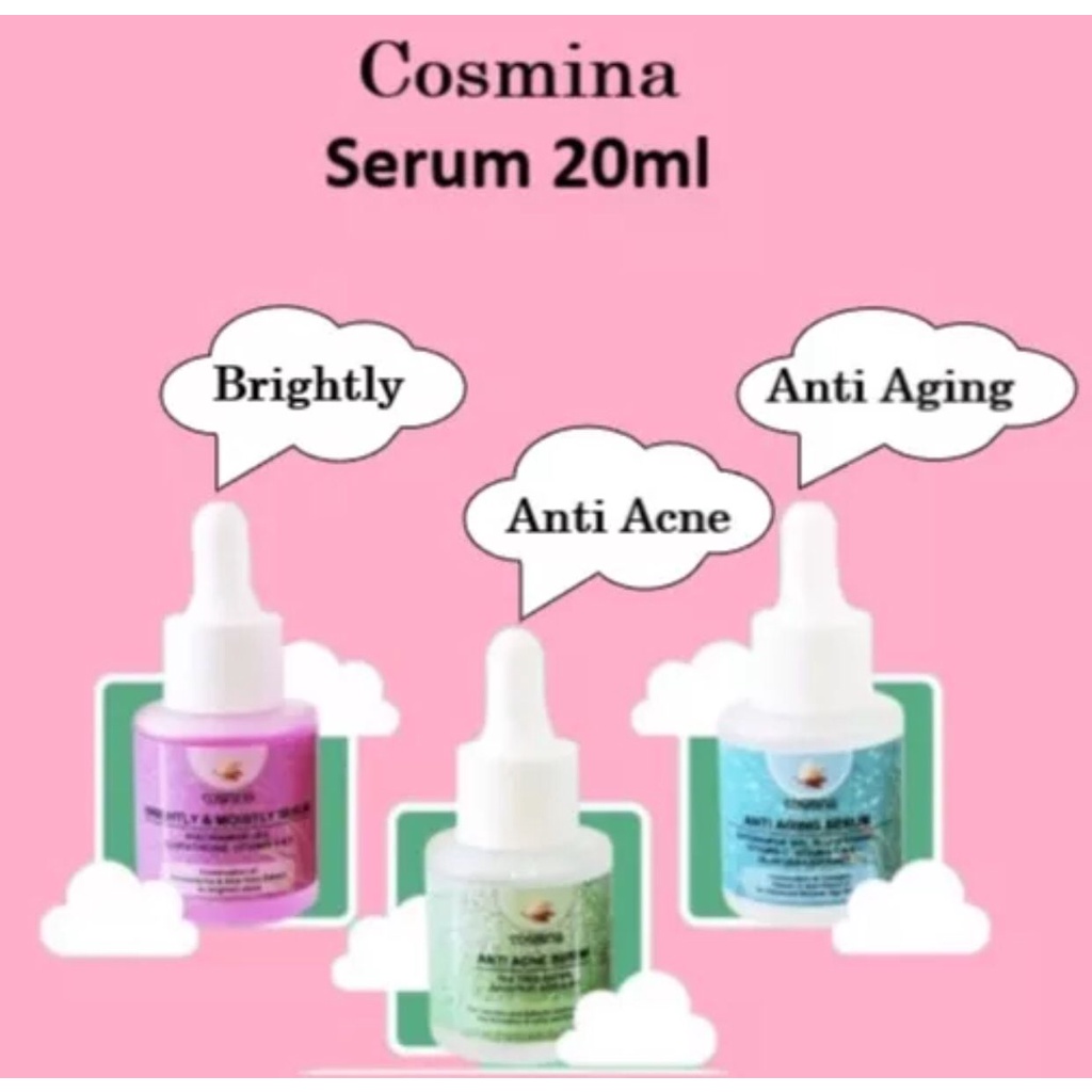 COSMINA FACE SERUM 20ML COSMINA BRIGHTLY &amp; MOISTLY SERUM COSMINA ANTI AGING SERUM COSMINA ANTI ACNE SERUM