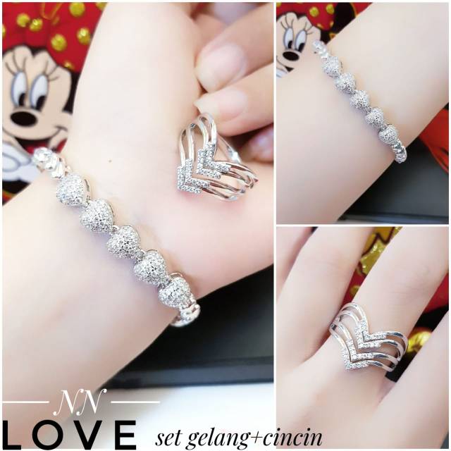 Xuping gelang dan cincin lapis emas 24k 1805i