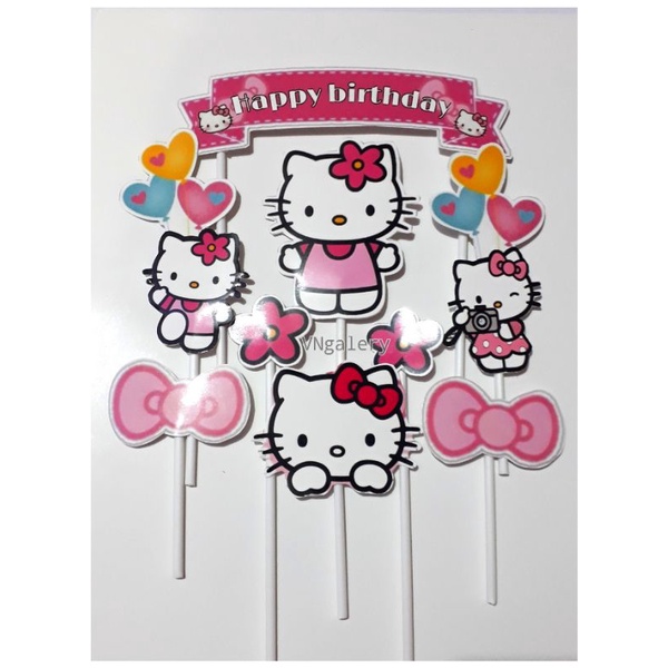 

topper hiasan kue ulang tahun/topper kertas karakter HELO KITTY