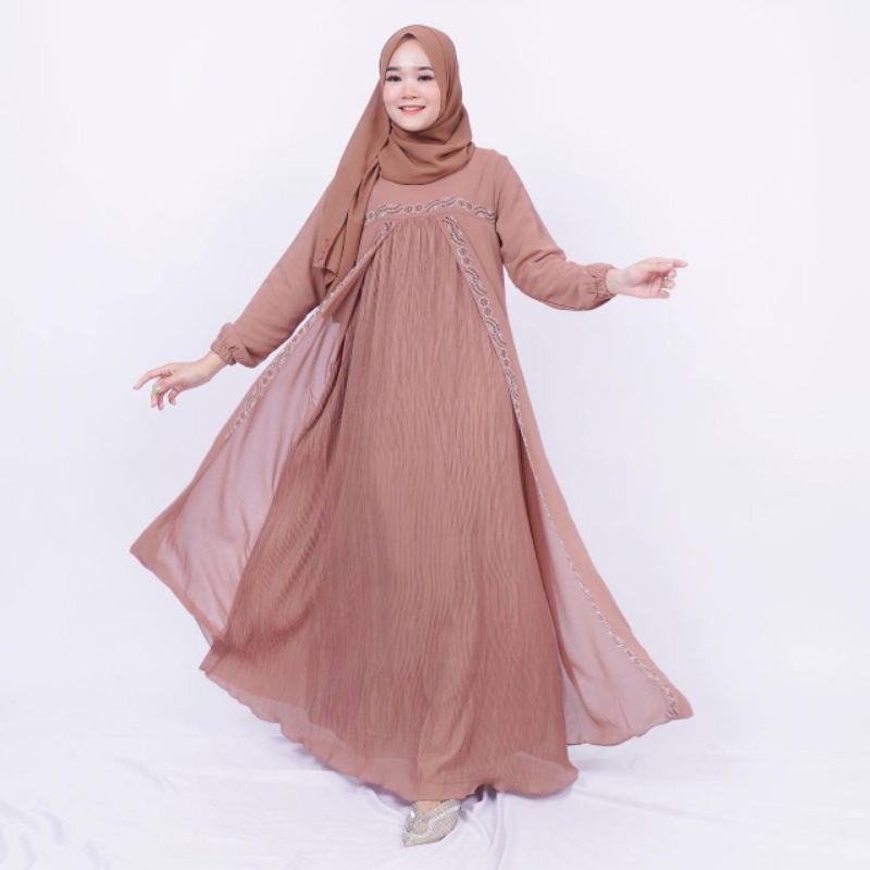 FAMYS - Gamis Dress Amanda Payet 004780-Mocca