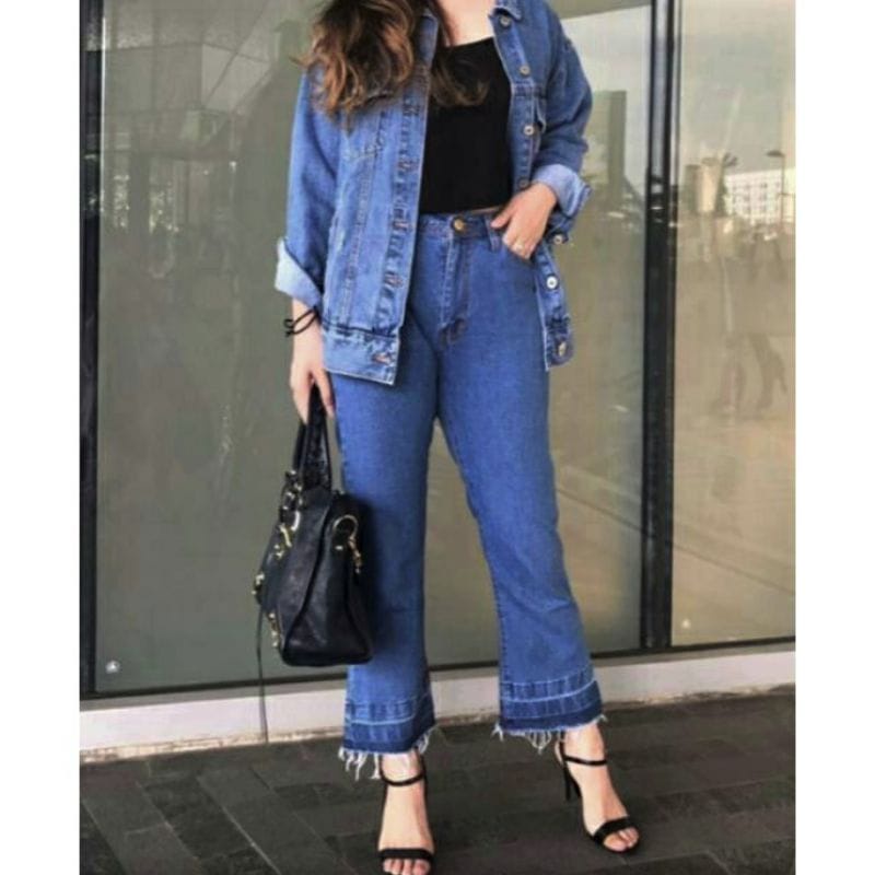 MAGCUN - Highwaist Boyfriend Cutbray Jeans Wanita BF Cutbray jeans Fringer ZR