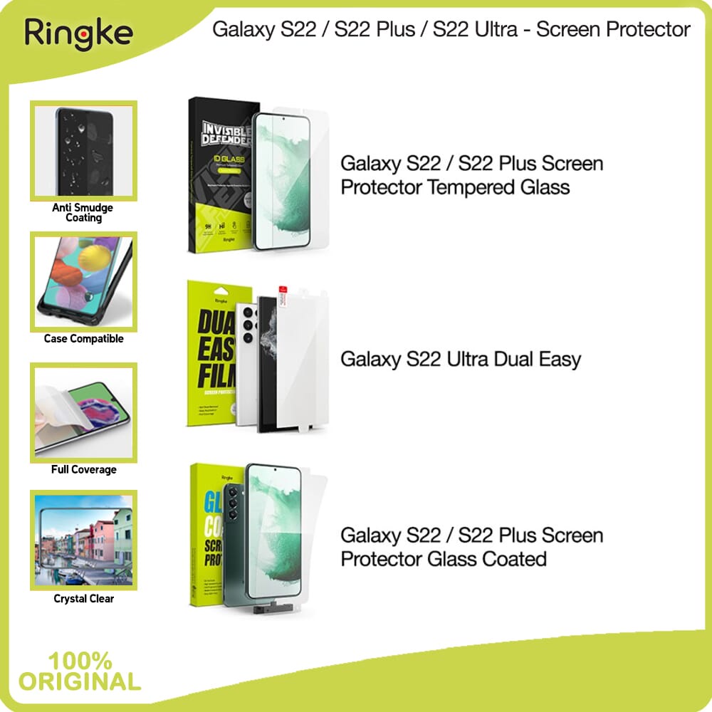 Ringke Galaxy S22 Ultra / S22 Plus Full Screen Protector Glass Coated