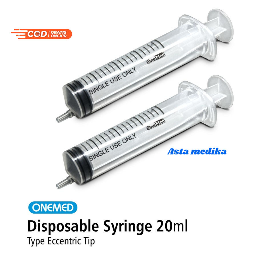 Spuit 20cc Lubang Samping Onemed  Syringe One Med 20ml Eccentric Tip  - Disposable Syringe 20cc Without Needle