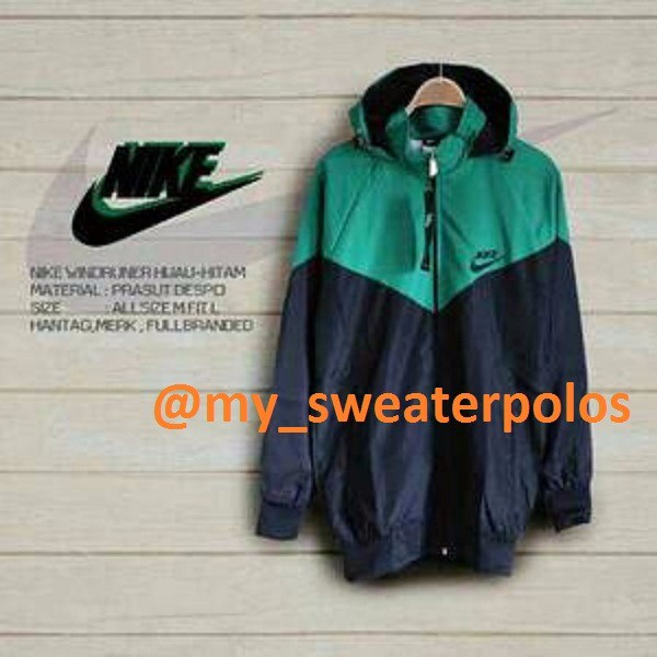 IMPORT JAKET PARASUT NIKE HIJAU TOSCA GELAP X HITAM PALING MURAH