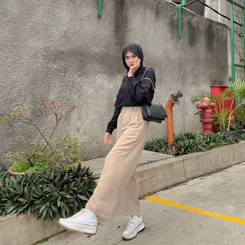 Mindy Kulot - Celana Kulot Linen Highwaist / Celana Highwaist Wanita Kekinian