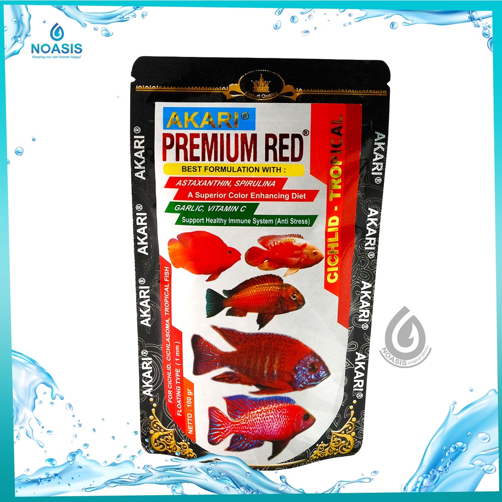 AKARI PREMIUM RED / BLUE CICHILD / ALBINO YELLOW - TROPICAL 100 GR MAKANAN IKAN PAKAN