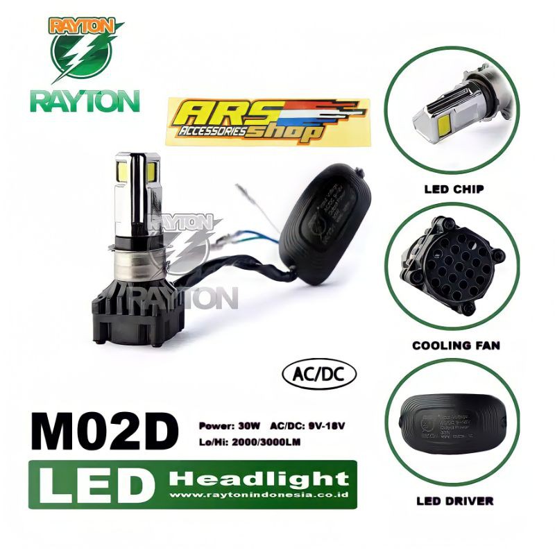 Lampu Depan Utama Led Motor Headlight Headlamp LED RTD M02E 6 Sisi Mata 100% Ori lampu led beat mio-3 mata original