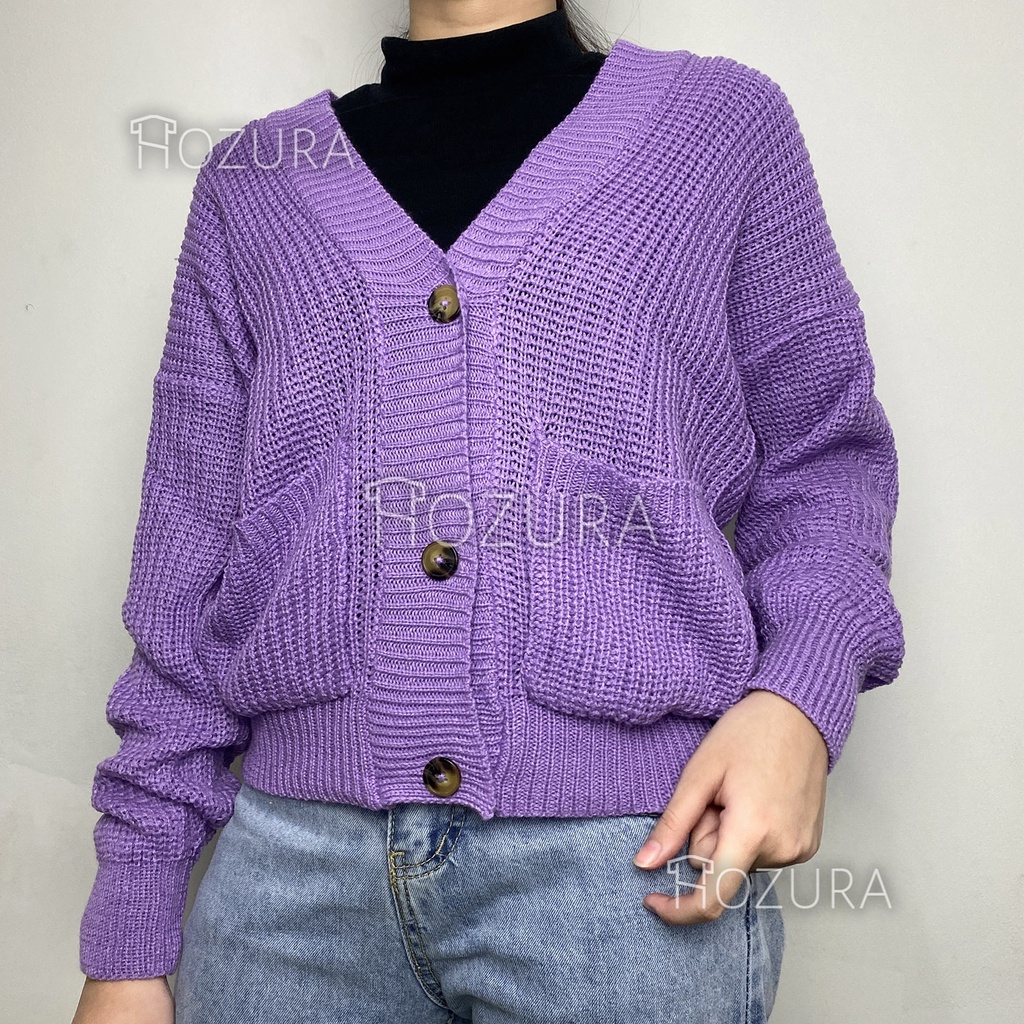 Hozura - Cardigan Sweater Rajut Wanita Selly - Kancing Wanita Kardigan Basic Outwear PREMIUM