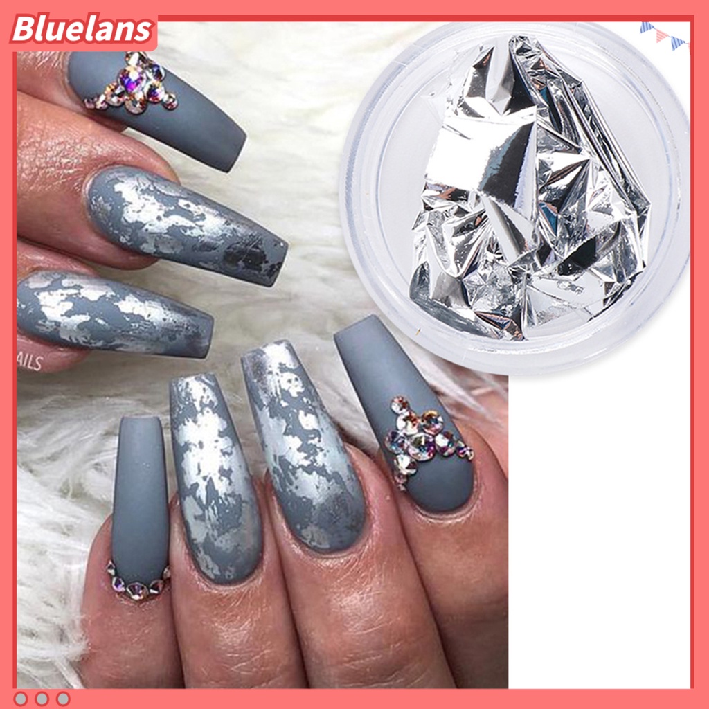 Bluelans Stiker Nail Art Bahan Foil Warna Emas Silver Untuk Dekorasi Manicure Wanita