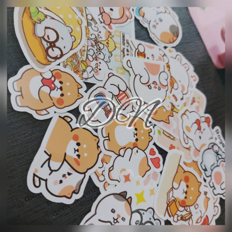 

Stiker kertas tonton 20pcs sticker kertas glossy karakter line stiker