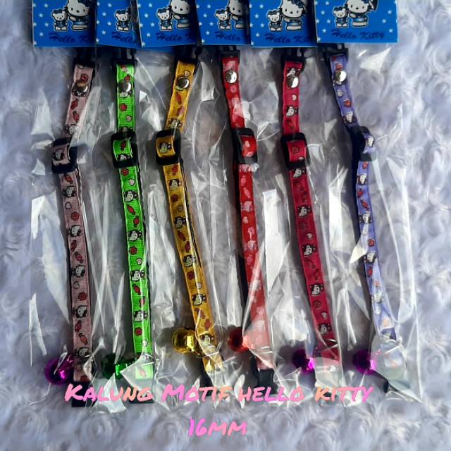 Kalung kucing hello kitty lapis nylon lonceng 16mm