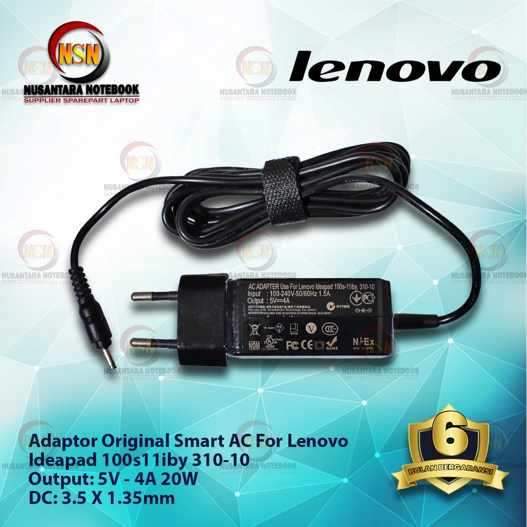 Adaptor Charger Smart AC 5V-4A 20W For Lenovo Ideapad 100s 11iby 310-10