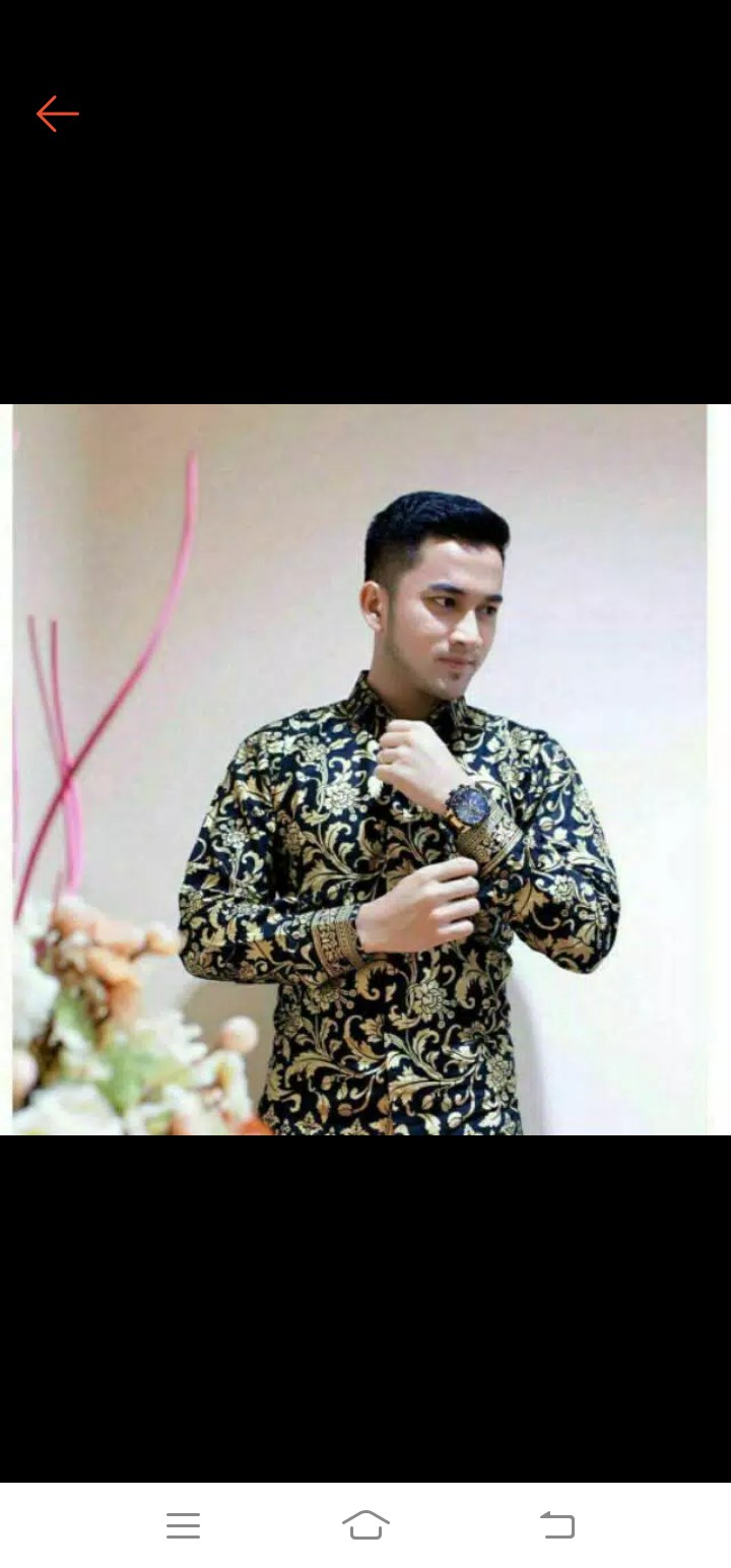 Kemeja Batik Lengan Panjang Motif Bakung Prada 0112 Bahan Katun Halus Nyaman Dan Adem Dipakai M,l,xl