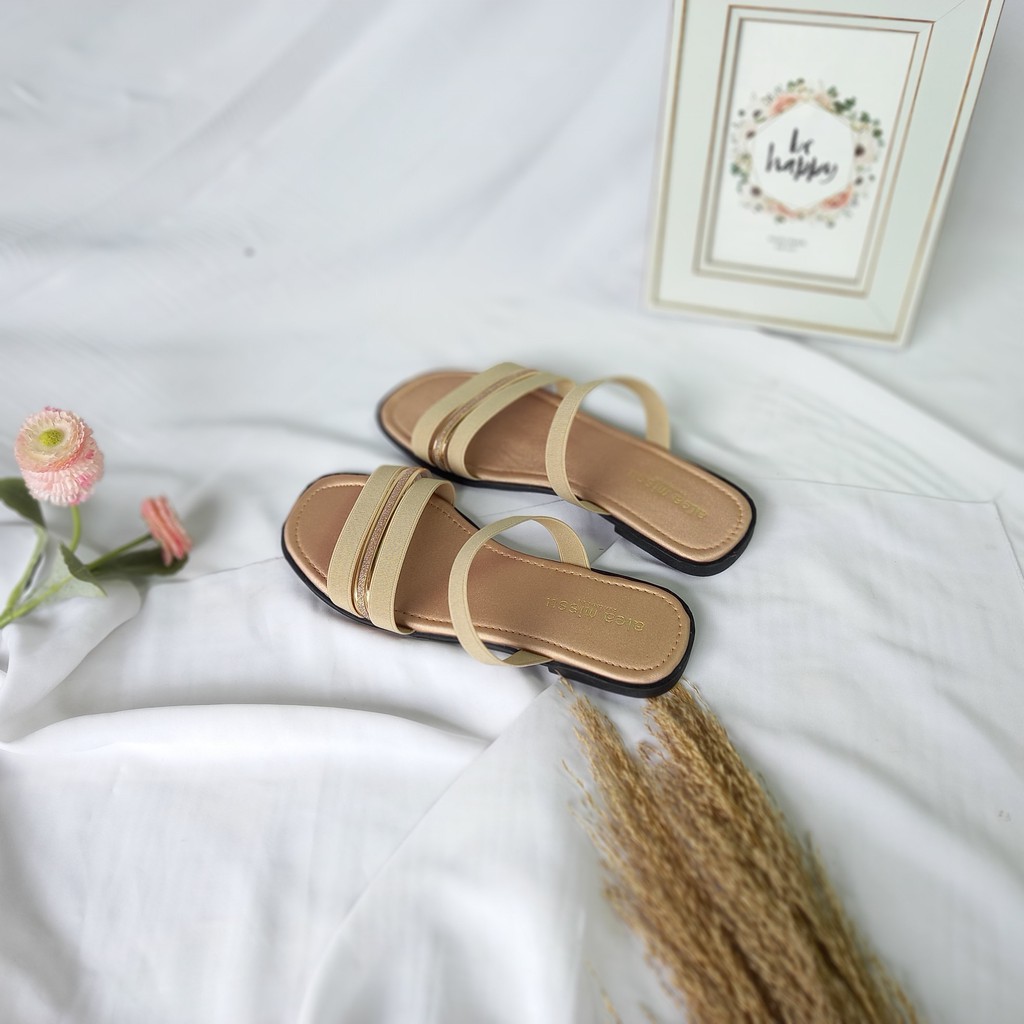 Super SALE !!! | Neomi sandals Tali Karet kombinasi Jelly Glitter Flat Sandal by aleamissu