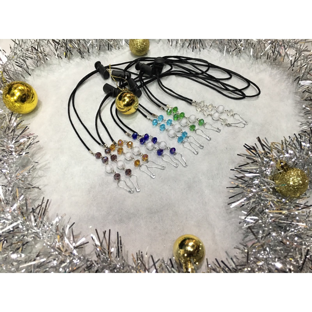 Strap Gantungan KONEKTOR STOPPER Tali Leher Pengait Masker Model Mutiara Pearl Kristal