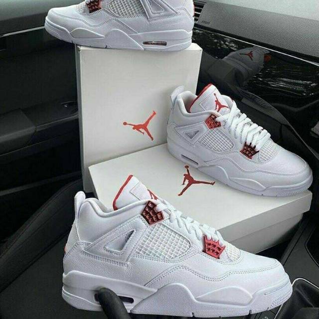 red jordans white