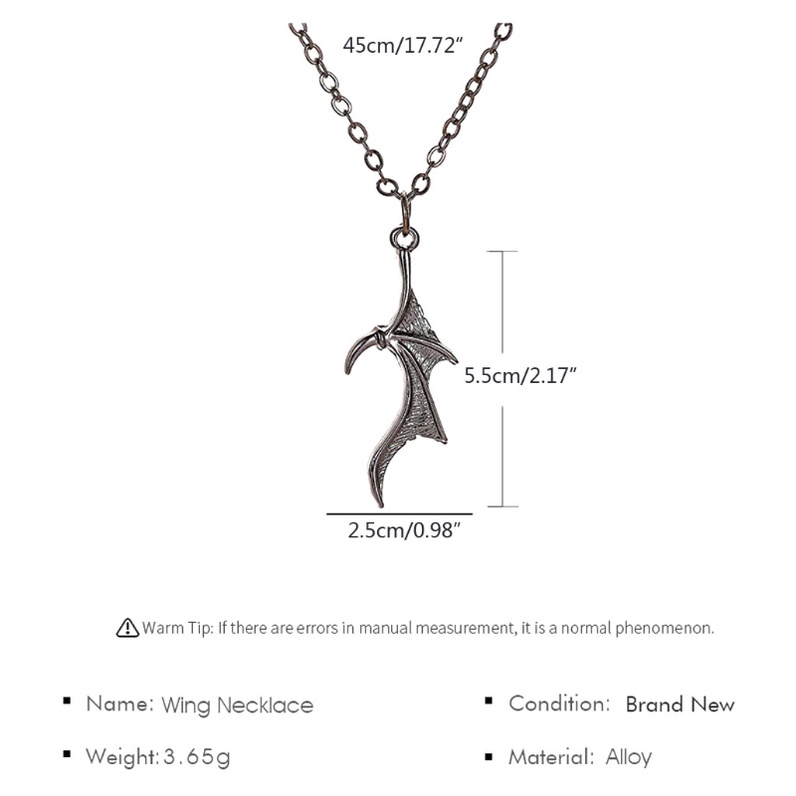 SIY  2Pcs Personality Punk Heart Wing Necklace Lovers Vinatge Bat Wing Heart Couples Pendant Necklace Set Fashion Jewerly